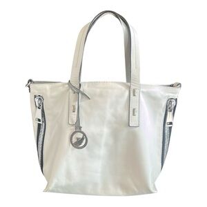A. Bellucci Genuine Leather Made in Italy Off White/Grey Silver Details Handbag